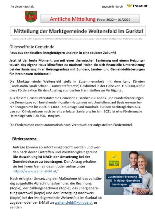 1 Mitteilungsblatt – Feber 2022 – Marktgemeinde Weitensfeld